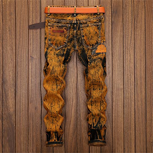 Mens Distressed Destroyed Patch Jeans Ripped Embroidery Print Denim Jeans Vintage Hip Hop Straight Jean Pants2