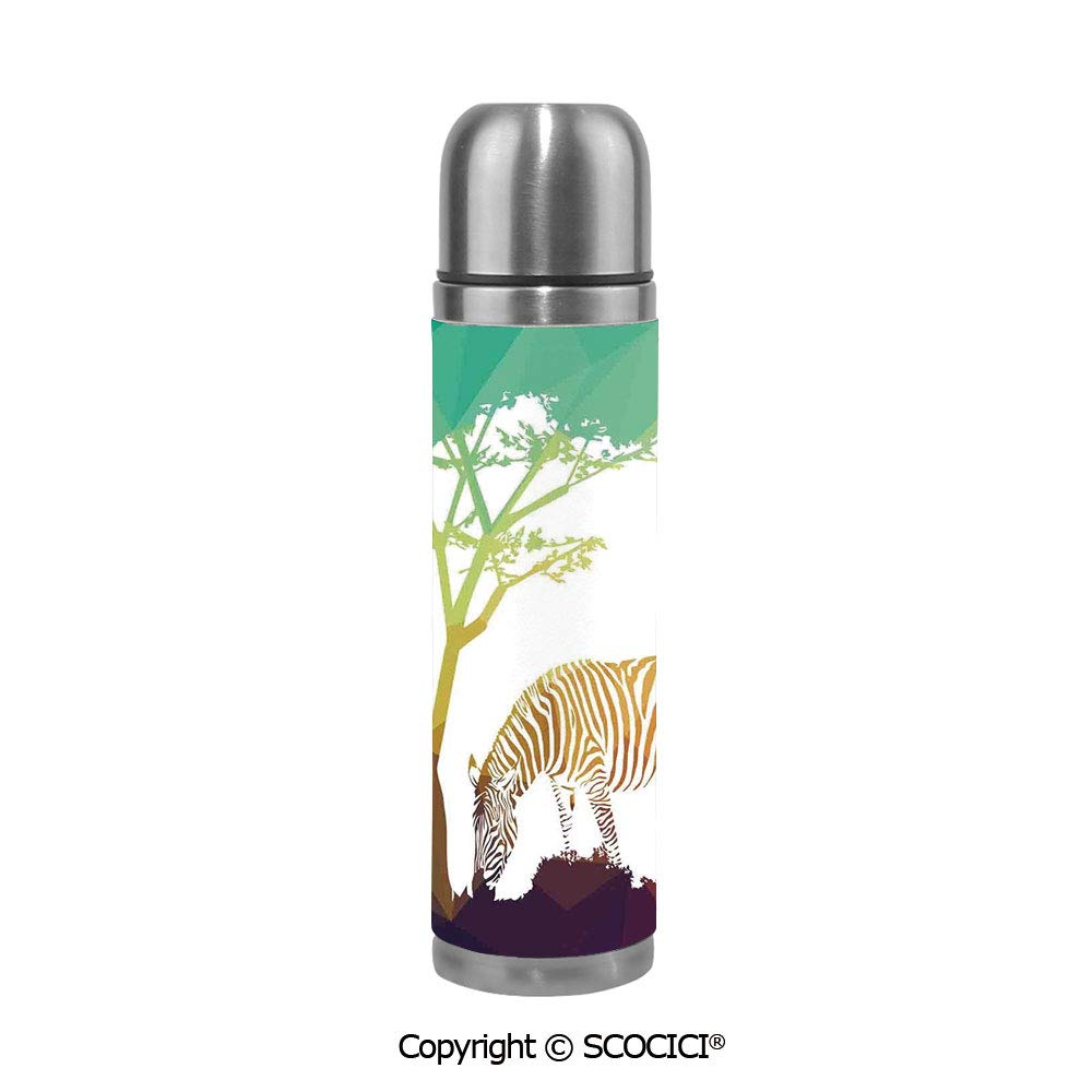 Buy Stainless Steel Vcuum Flask Zebra Figure in Fractal Display Vivid Colors A Look at Kenya