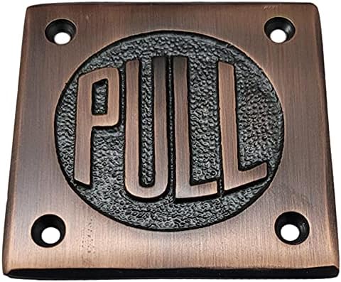 Adonai Hardware Square "PULL" Brass Door Sign - Antique Copper