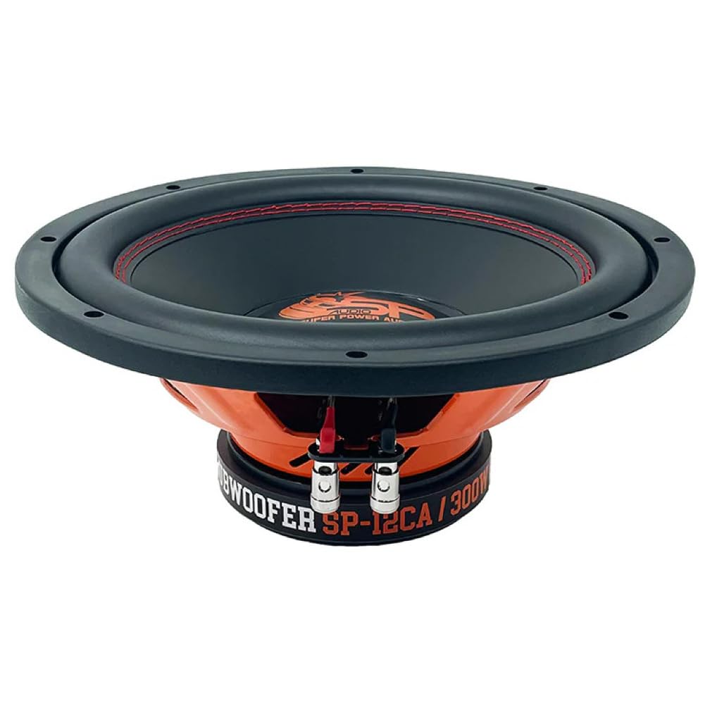 KIT SET PER SP AUDIO SP-12CA, 1 subwoofer da 30 cm 300 mm 12" di diametro, 300 watt rms 600 watt max, 4 ohm, 92,1 db spl, singola bobina, per auto, 1 pezzo + accessori omaggio