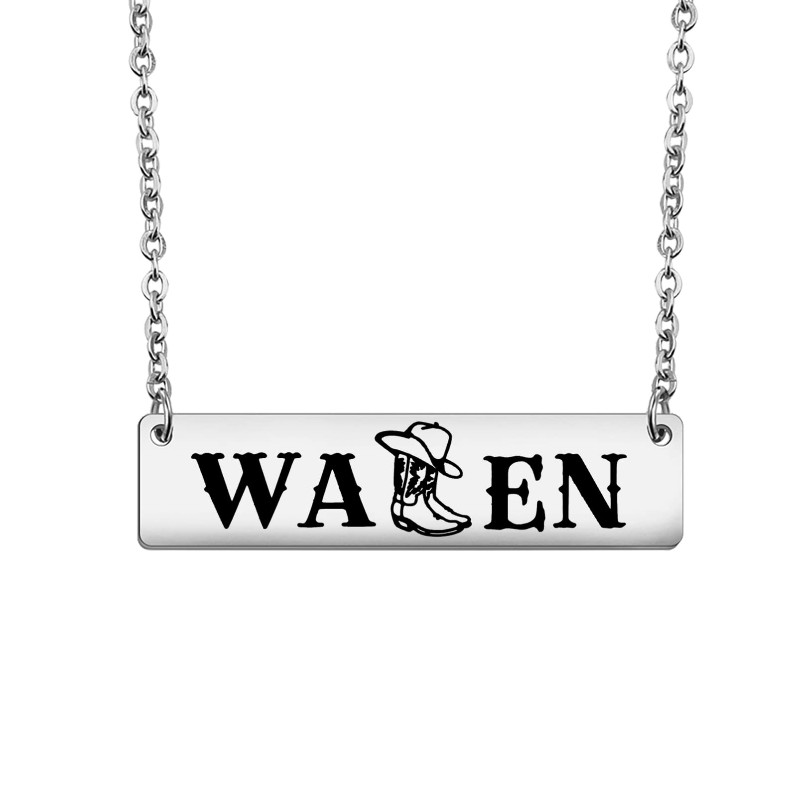 OKEYCH Country Music Inspired Necklace Western Women Gift Western Jewelry Western Merch Country Music Lover Gift, 10mm(0.39")*40mm(1.57"), Stainless Steel, No Gemstone