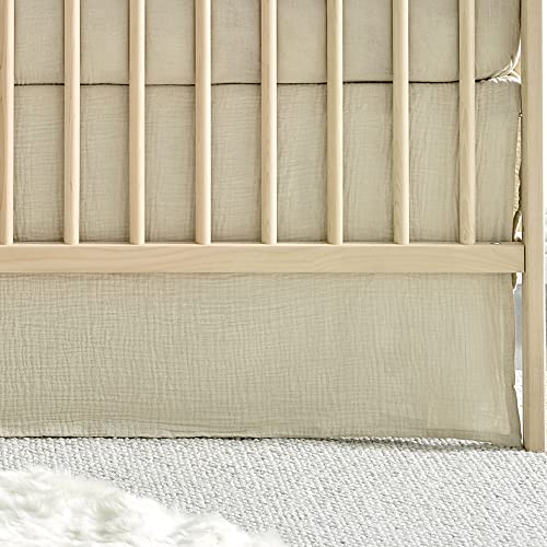Image of Levtex Baby - Cloud Muslin Crib Dust Ruffle - Baby Nursery - Beige Muslin - Beige Textured Muslin - Dust Ruffle (52x28+16).
