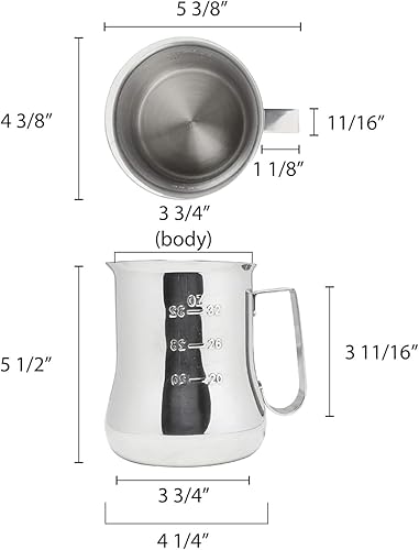 Miniatura 7 de -Jarra de leche espresso de 40 onzas con escala de medición de acero inoxidable - Jarra de vapor para barra de café, capuchino, herramientas de