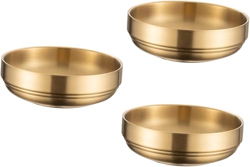 NOLITOY Cuencos de pellizco, 3 unidades, cuenco de fideos inoxidable, bandeja de condimentos, bandeja de metal, bandeja de metal, fideos ramen, olla