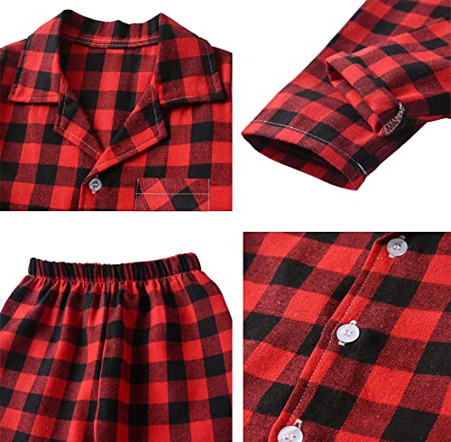 Qzh.duao Infant Toddler Boy's 2 Piece Cute Plaid Sleepwear Loungewear Nightwear Pajamas Set, Black Red, 11-12 Years = Tag 170 #TOP2