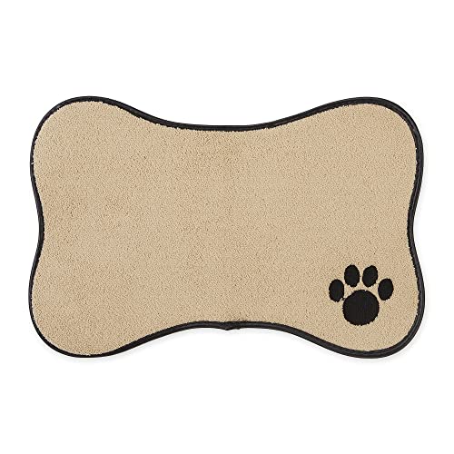 Bone-Shape-Embroidered-Pet-Feeding-Placemat-Brown-by-Bone-Dry Bone Shape Embroidered Pet Feeding Placemat Brown by Bone Dry