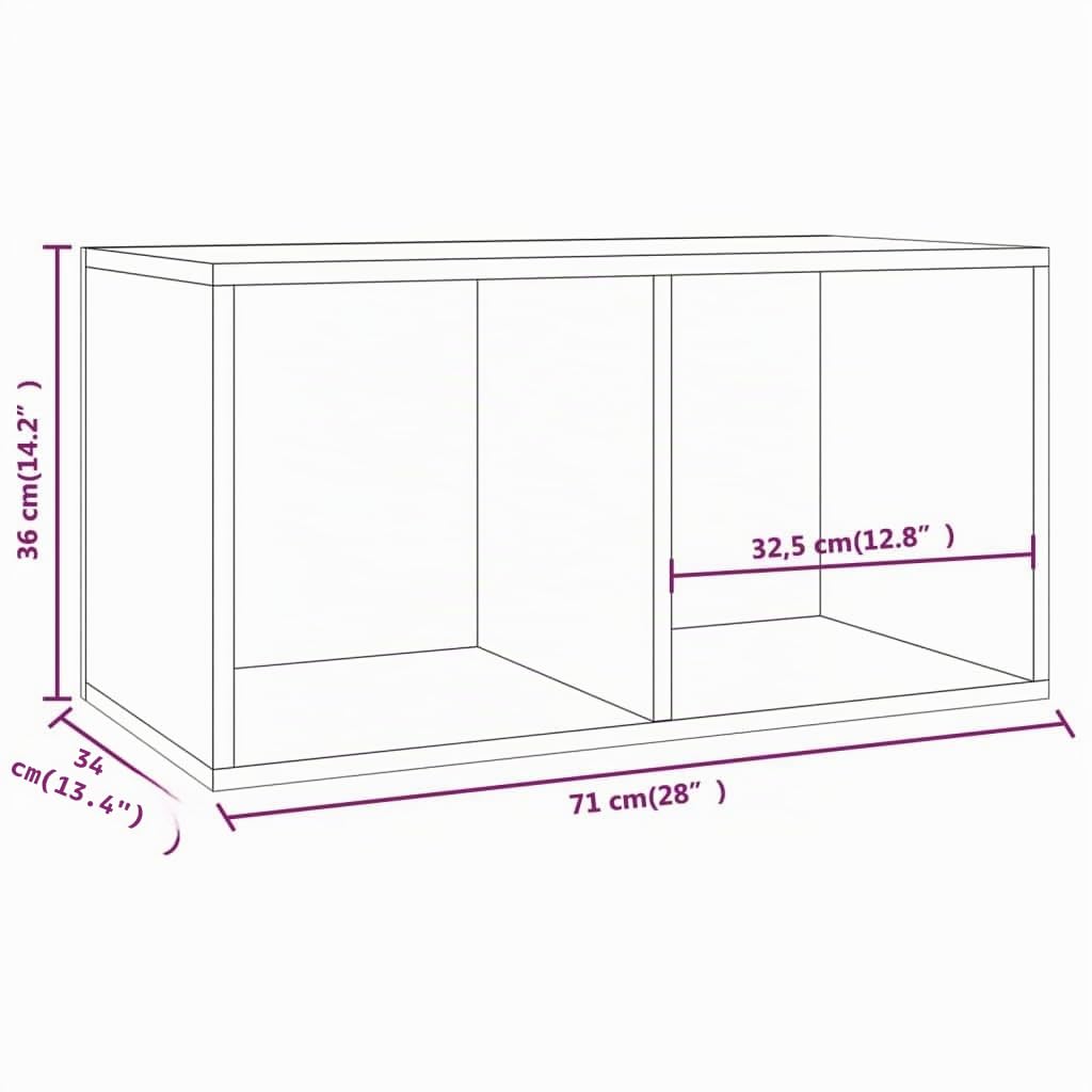 vidaXL Caja de Almacenamiento vinilos 71x34x36 cm, Blanco, 2 Compartimentos, Parte Trasera Resistente, Mueble para LP, Caja de Transporte, Uso Horizontal & Vertical, Estante colección música