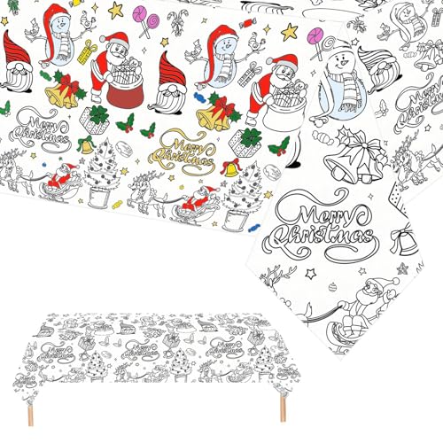 Christmas Party Tablecloth Giant Coloring Posters Christmas Giant Colouring Table Cloths for kids 120x180cm Colour In Table Cloth Drawing Paper Roll Table Cover Colouring Sheet for Kids Xmas Party