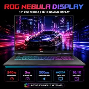 ASUS ROG Strix G18 Gaming Laptop, 18" 2.5K ROG Nebula 240Hz Display, Intel 24-Core Ultra 9 275HX, GeForce RTX 5070 Ti 12GB GDDR7, 32GB DDR5 RAM, 2T SSD, RGB Keyboard, WiFi 7, Win 11 Pro, W/Accessories — photo 3 of 6