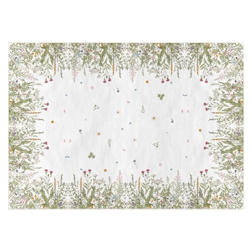 Image of Artoid Mode Antique Herbs and Wild Flowers Area Rug, Home Decor Low-Profile Area Rugs for Entryway Bedroom Living Room Laundry Room Indoor 5x7 Feet