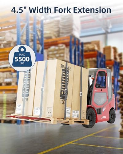 Garvee Forklift Fork Extensions with Tire Chain, 84" Length 4.5" Width Pallet Fork Extensions, Heavy Duty Sliding Forklift Attachment, 1 Pair Fork Extensions for Forklift, Red
