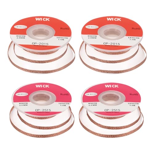 Image of MECCANIXITY Solder Wick Braid No-Clean Desoldering Wick Braid 0.08 /0.1 Inch Width 5 Feet Length for Remove the Solder Electrical Components 1 Set