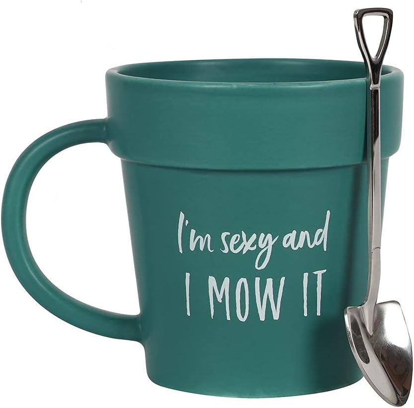 Plant Pot Shaped Novelty Mug Complete with Silver Shovel Spoon
