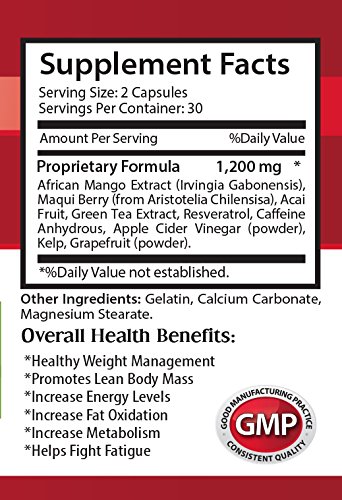 Organic African Mango Diet Pills - African Mango Lean Extra Strength Formula 1200mg - Fat Burner for Weight Loss Women (2 Bottles 120 Capsules)