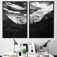 2 Piece Framed Canvas Wall Art Monochromatic Mountains Canvas Prints Home Artwork Decoration for Living Room,Bedroom - 16