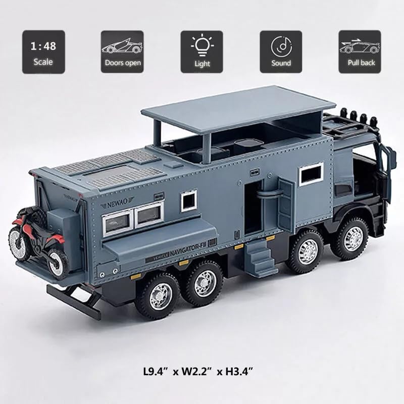 Image of Exclusive Alloy Metal Pull Back Die-Cast Car Diecast Metal Pullback Toy Car with Openable 6 Doors,Light Music Boys Gifts Toys (1:24 Off Road Motorhomes-Multicolor)