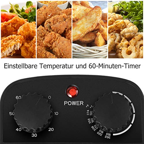 COSTWAY Electric fryer with oil 2000 W, 3 L, stainless steel, viewing window, 60 min timer, 150 °C to 190 °C - Image 4