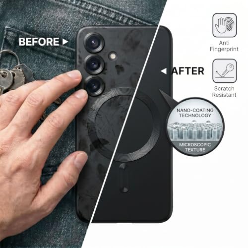 Image of amazon basics Premium Mag-Safe Case for Samsung Galaxy A34 5G | Shockproof & Anti-Scratch Cover | Soft Silicone with Wireless Charging | Camera Lens Guard - Black