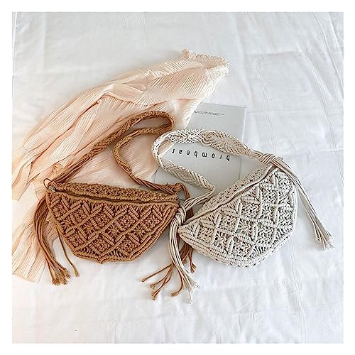 Female Summer Beach Macrame Braid Fanny Pack Fashion Beach Pack Bum Belt Bags (Color : Auburn)