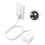 TROND 360°Rotating Plug Extension Cord Power Bar 6ft, 3 Way Outlets, White | Low Profile Power Strip, 13 Amps, 3 Prong Grounded Ports, Flexible SPT 16/3 Cable Splitter for Hotel Dorm Room Essentials