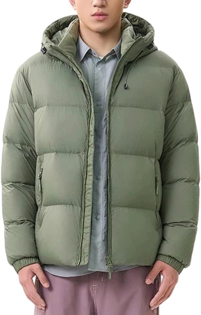 Mens Lightweight Hooded Down Jacket Winter Warm Puffer Coat