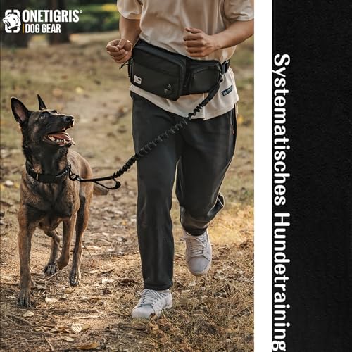 OneTigris Leckerlitasche für Hunde, Große Bauchtasche Hundetraining, Gassi Tasche Hund mit Magnetverschluss und Inklusive Kotbeutelspender, mit Herausnehmbarer Leckerlibeutel, für Taktisches Training
