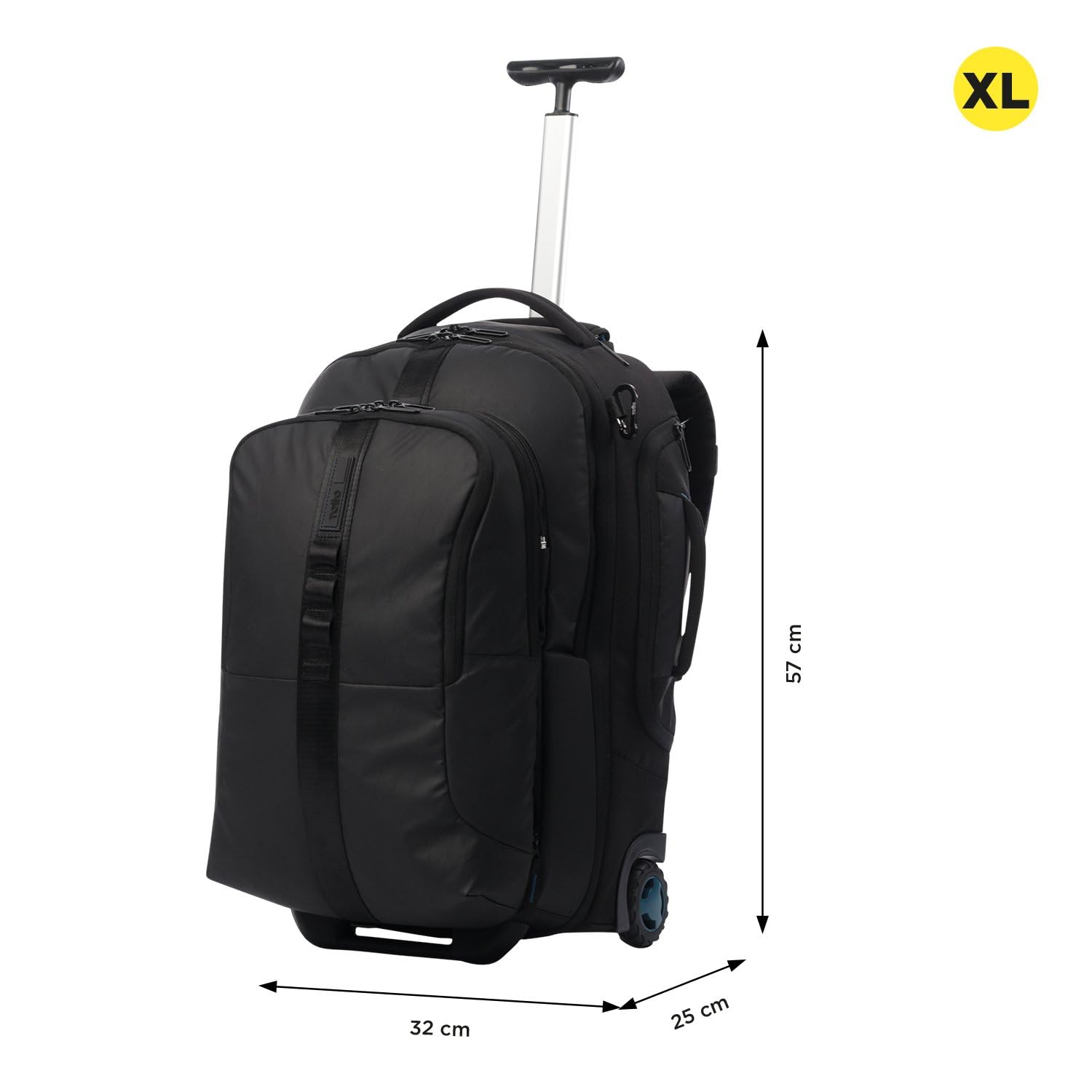 TOTTO - Mochila Ordenador Portátil con Ruedas, Modelo Rue Deploy, Pc hasta 15,4", Gran Capacidad, con Mochila Extraíble, Sistema RFID Blocker, Bolsillo Documentos, Espaldar Ergonómico, Color Negro