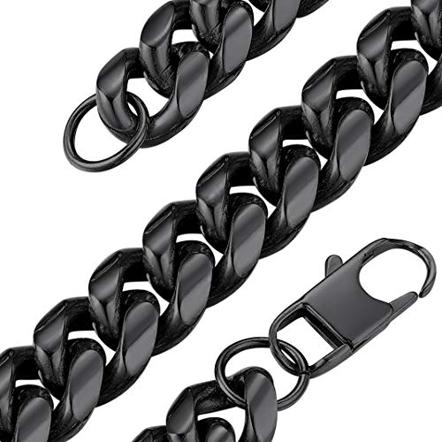 GOLDCHIC JEWELRY 14mm Chunky Miami Chain Necklace, Black Plated Cuban Link for Men & Women, 316L Stainless Steel Jewelry 22 inch