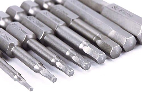 Yakamoz 8pcs 50mm 1/4 Inch Hex Shank Magnetic Screwdriver Bits | H1.5-H8 | S2 Steel