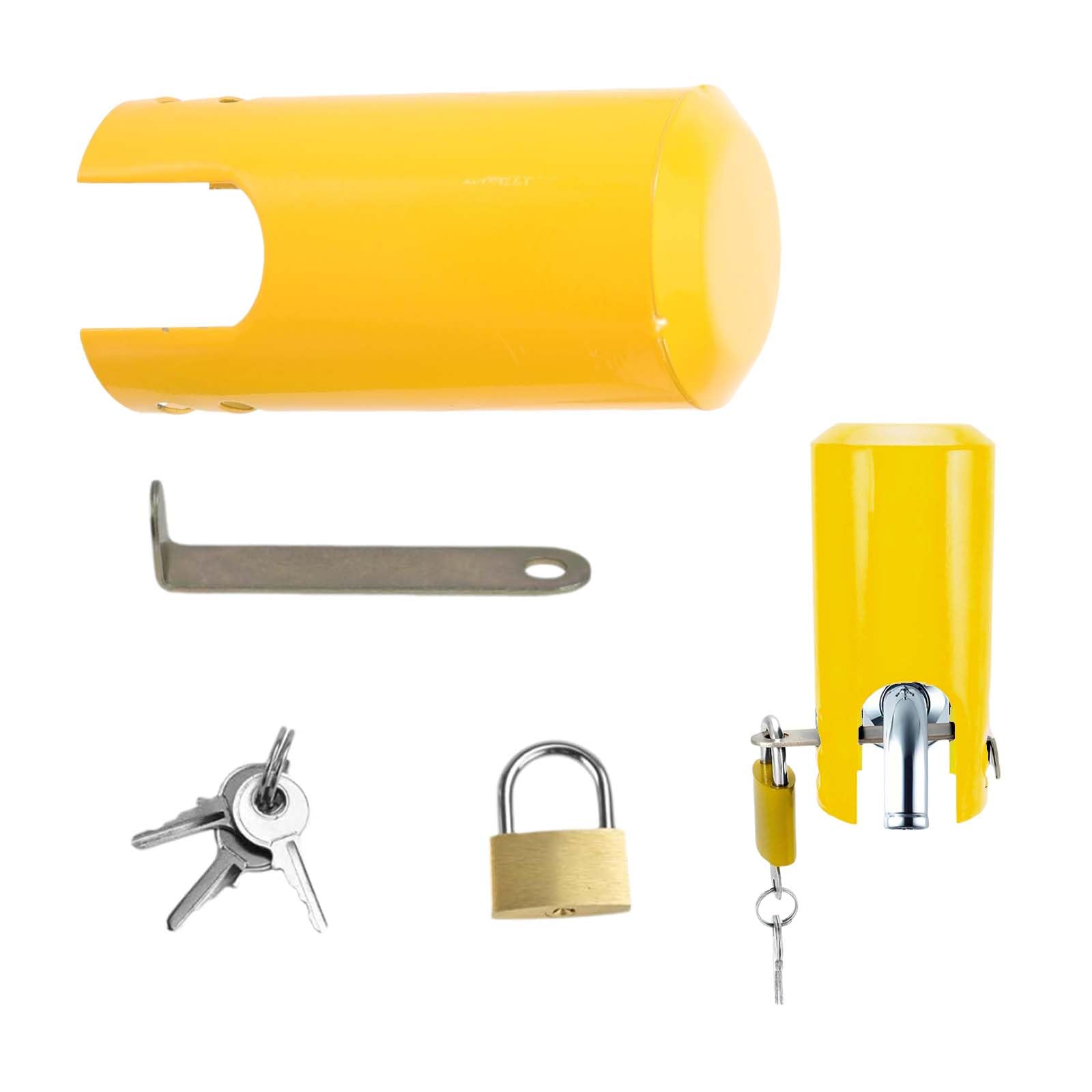 ZHYUAN Tap lock, outdoor tap with lock, tap lock, outdoor tap cover, protection against theft and vandalism, tap protective cover, for outdoor garden kitchen (yellow)