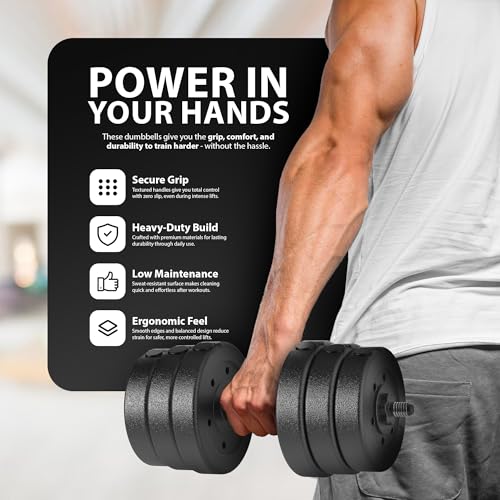 ZENO Dumbbells Set | Adjustable Dumbbells | Weights Dumbbell Set for Home & Gym Workouts | Dumbbell Sets with Anti Slip Handles & Adjustable Weights | Sold As Pair - Image 5