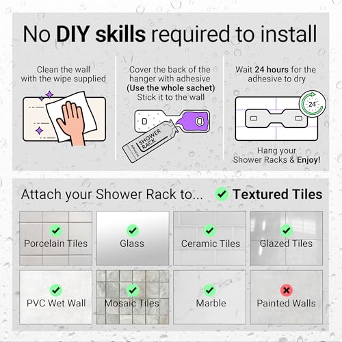 S.B.Weston Shower Caddy 3XL (2 Pack) - Rustproof, No Drilling, No Suction Cups - Stores & Organises Large Shampoo & Conditioner Bottles - Bathroom Storage Rack - Cosy Home Interiors S.B.Weston Shower Caddy 3XL (2 Pack) - Rustproof, No Drilling, No Suction Cups - Stores & Organises Large Shampoo & Conditioner Bottles - Bathroom Storage Rack - Image 8