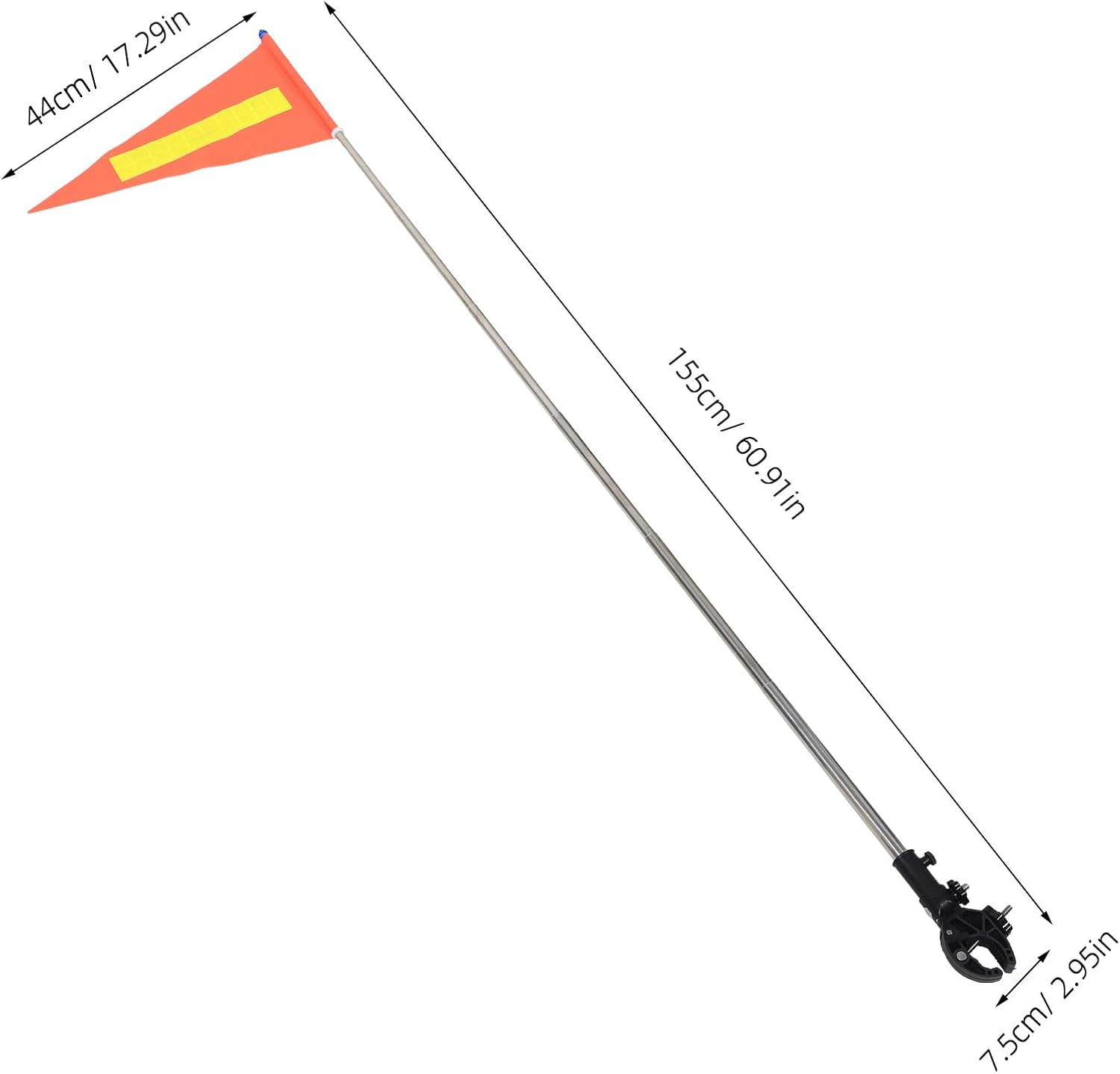 Reflective Safety Flag for Wheelchairs, 5ft Adjustable Height Visibility Safety Flag with Stainless Steel Telescopic Pole for Mobility Scooter, Stroller, Tricycle