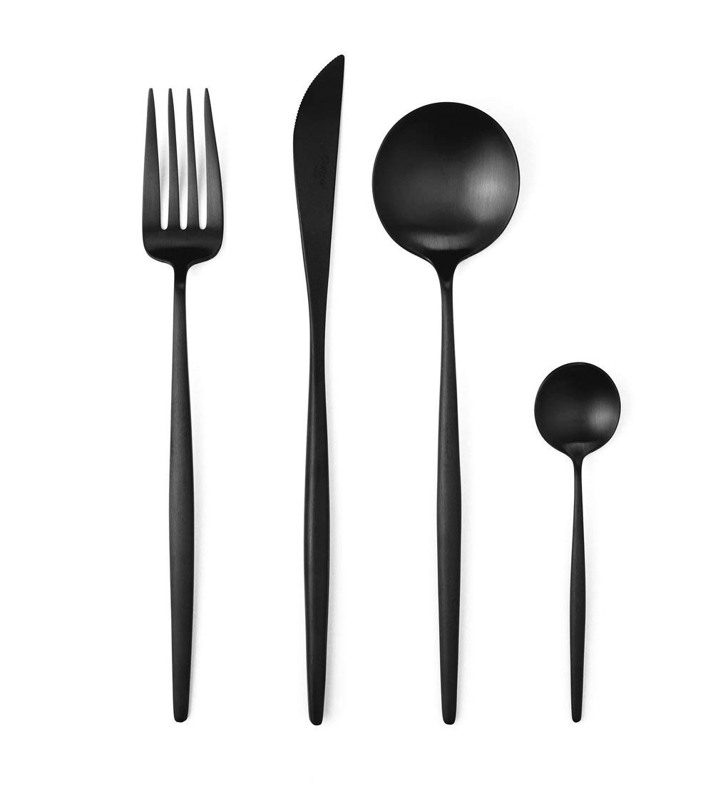 4pc. 18/10 Stainless Steel Matte Titanium Black Cutlery Set - Tablespoon, Teaspoon, Fork, Knife