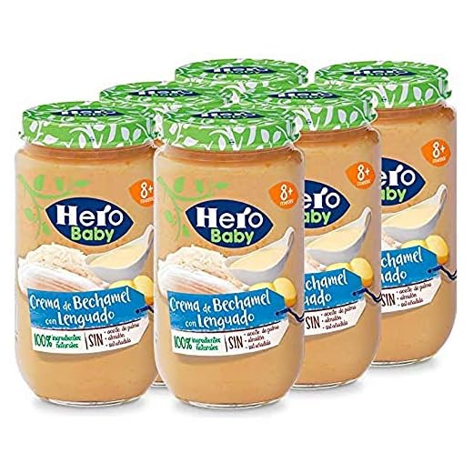 Hero Baby Natur Lenguado con Crema de Bechamel Tarritos de Puré para Bebés a partir de 8 meses Pack de 6 x 235 g