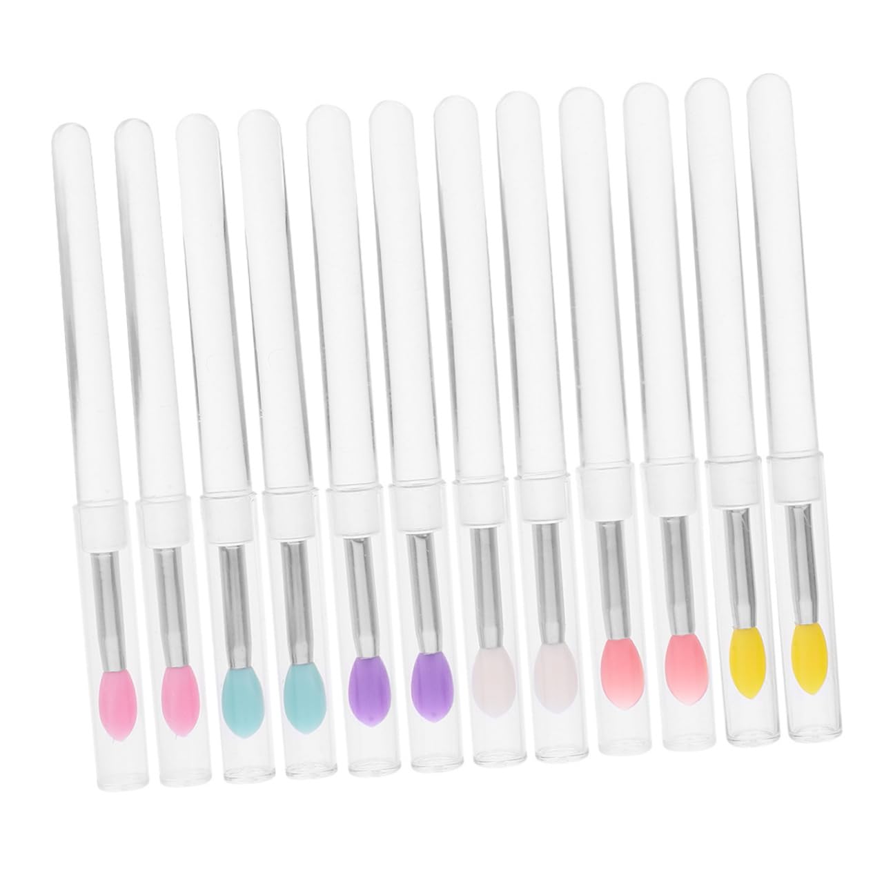 FOMIYES 12-piece Lip Brush Set Makeup Applicator Sticks Silicone Lip Gloss Applicator Portable Lip Brush for Travel Daily Use