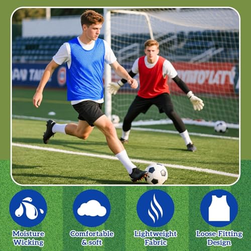 Image of RAINFLOW Soccer Pinnies Scrimmage Vests - Set of Lightweight Mesh Pennies Practice Jerseys for Youth & Adult Teams,Training