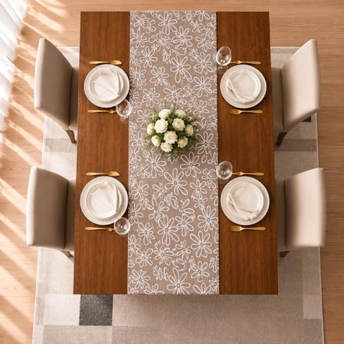 Image of STITCHNEST 'Nomad Weave Collection' Jacquard Table Runner 13x60 Inches| Tassel Finish | Modern Dining Table Decor