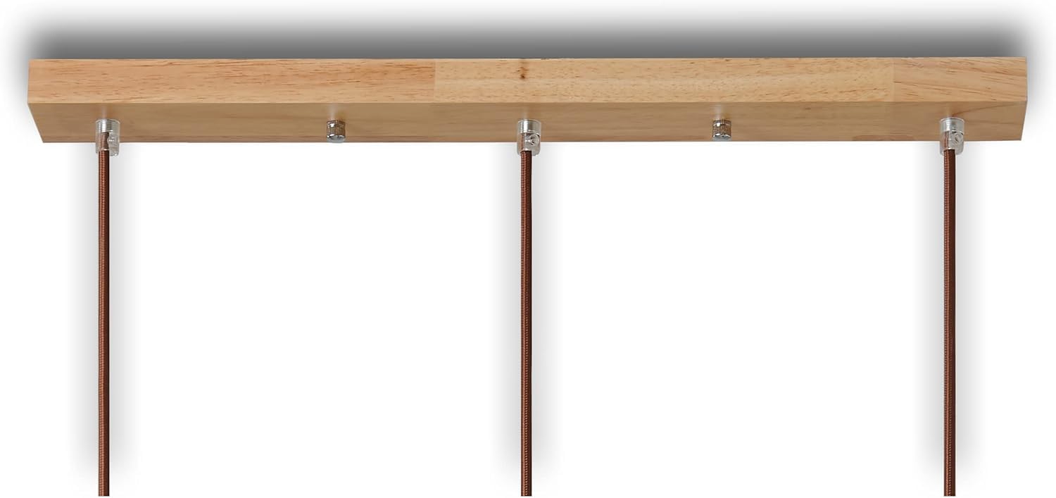 Lampada a Sospensione Vintage Industriale - Legno e Vetro, 3 Luci E27, Cavo Regolabile - Ideale per Sala da Pranzo, Cucina, Soggiorno, Ristorante