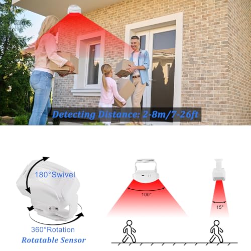 NineLeaf Bewegungsmelder mit 2 Empfängern, Infrarot Funk Durchgangsmelder, Ladenglocke, Tür Funkklingel Türklingeln Türglocken mit 32 Verschiedenen Melodien für Business Hotel Zuhause Weiß