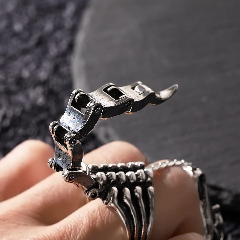 Image of Pingyongchang Vintage Silver Scorpion Ring Gothic Knuckle Joint Finger Ring Hip Hop Punk Rock Hinged Activity Rings Halloween Cosplay Costume Accessories