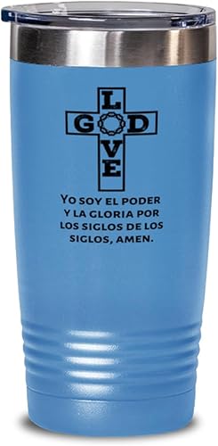 Regalo religioso quinceanera Cristiana, bautizo primera comunión, bautizo, matrimonio, confirmación o aniversario - Vaso de Vino color azul 20oz