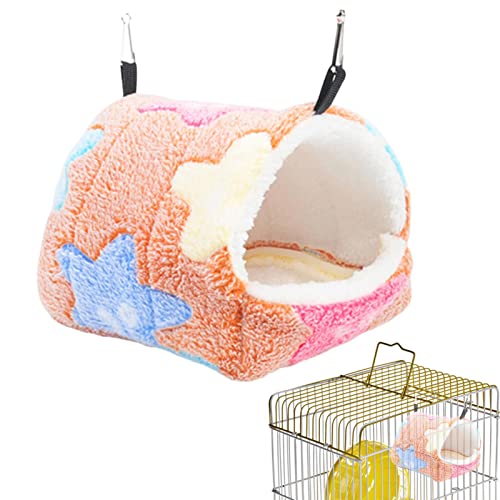 Hamac Suspendu en Peluche écureuil,Cage de Couchage pour hamac en Peluche avec 2 Crochets - Accessoire de Cage de lit pour Animaux pour tourtereaux, calopsittes, écureuils Generic