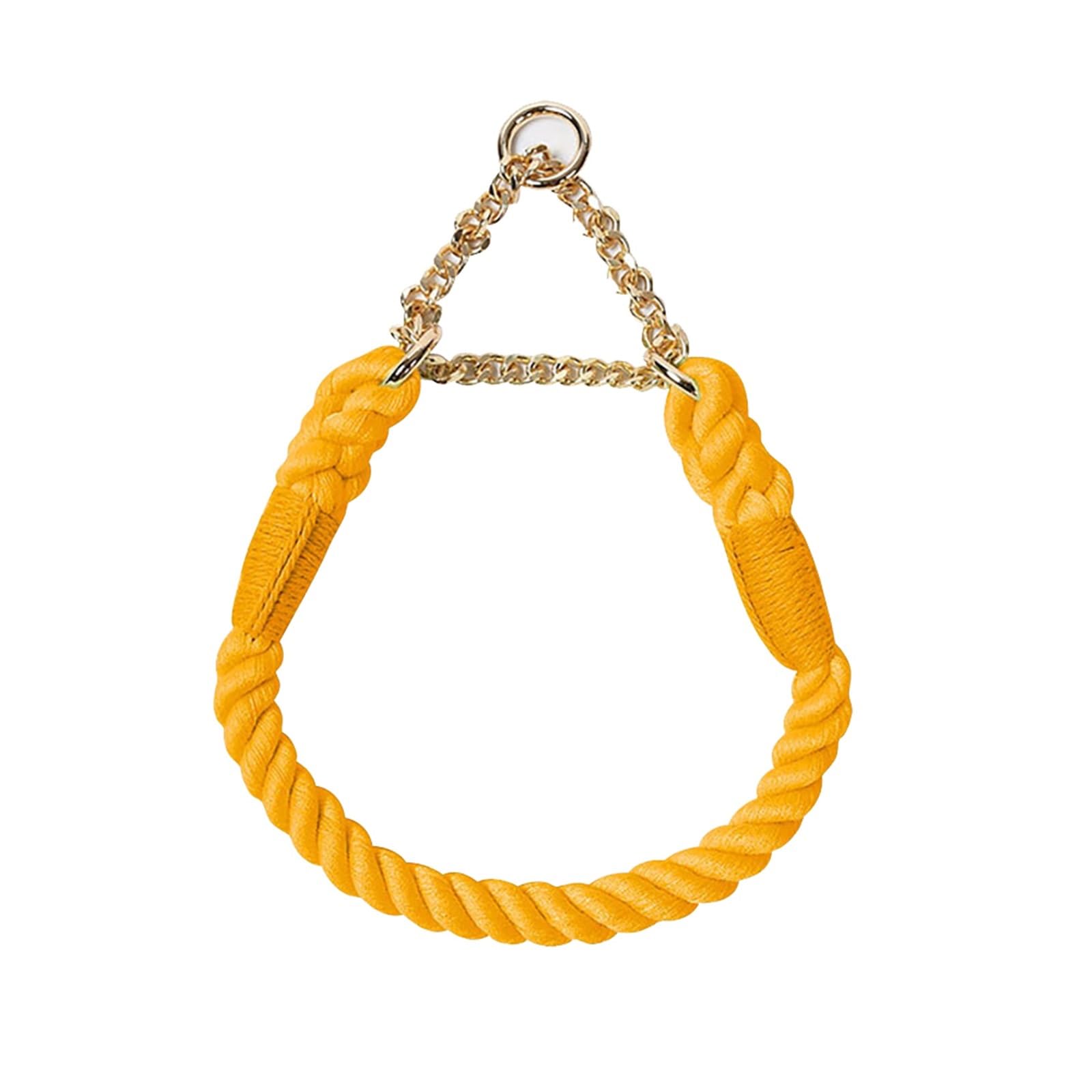 Dog Collar Comfortable Cotton Dog Collars Adjustable Braided Cotton Multi-Color Rope Collar With Durable Metal Dog Chain(Orange,S) — image 1
