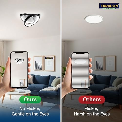 Image of Designer LED Ceiling Light Accumulative 50W Modern 3D Flush Mount | 3 Color Modes | CRI 97 | Decorative Light for Bedroom Living Room Hallway Office (Circle PRO)