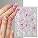 Embossed Flower Nail Art Stickers 5D Self-Adhesive Gold Daisy Nail Decals Colorful Hibiscus Flowers Nail Stickers Summer Floral French Tip Nail Decoration for Women Girls Nail Supplies 2 Sheets