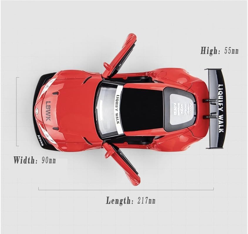 Image of 1:22 Toyota Supra Diecast Metal Car Model, Pull Back Toy with Sound & Light, Openable Doors, Kids Toy Vehicle, Durable Diecast Car for Boys, Collectible Gift (Red)