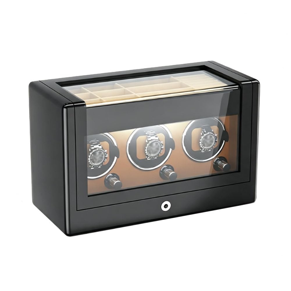 Relojero Automatico, Caja Relojes Automaticos Bobinado Vertical Black | Acabado Lacado en Color Piano Funcionamiento Silencioso Antimagnetización 5 Modos de Bobinado