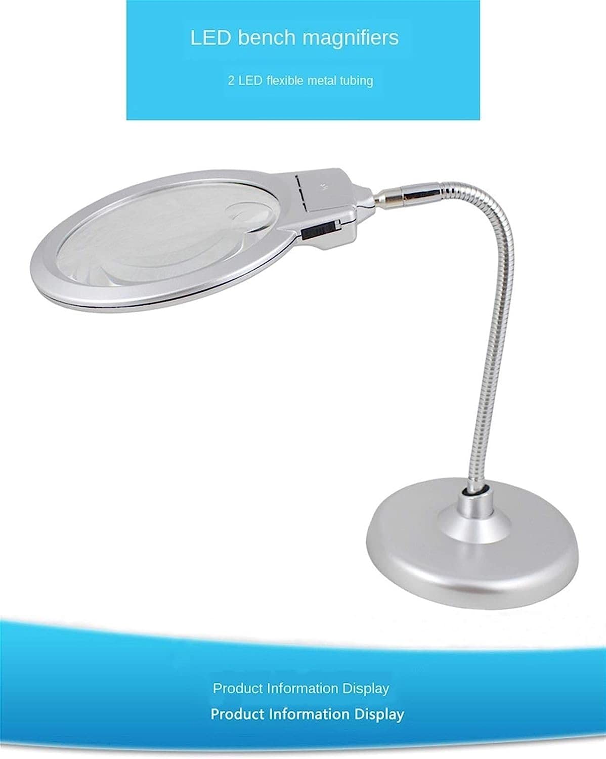 Lupas de banco de gran tamaño de 130 mm, tubo de metal flexible que se puede doblar, mago de lupa, 5 x 22 mm