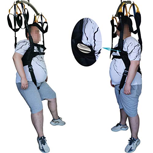 Patient Lift Sling Medical Standing Aid Walking Strap Support Leg Thigh Exercisers Invalid Transfer Fold Up Full Body Toileting Adjustable Belt With Commode Opening Anyback Black Free Size #TOP5